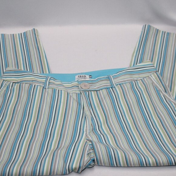 IZOD Stretch Capris Pants Striped Cotton 4 Pockets - Picture 10 of 10